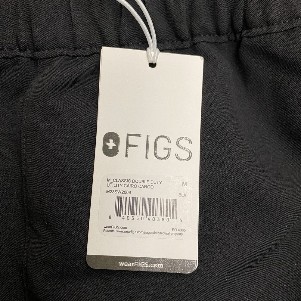 FIGS Men’s Medium Cairo Cargo Scrub Pants Black Double Duty Utility NWT Medical - Picture 2 of 14
